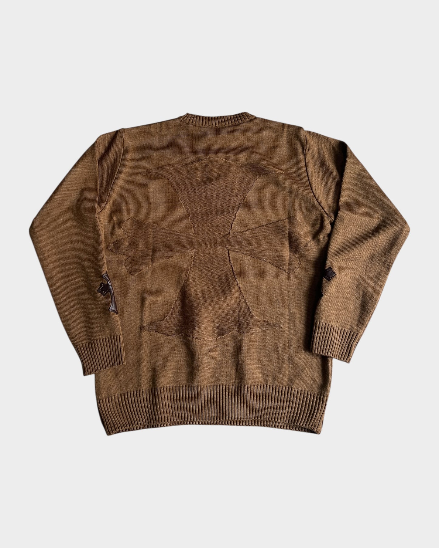 CH Leather Cross Patch Sweater - Dark Brown