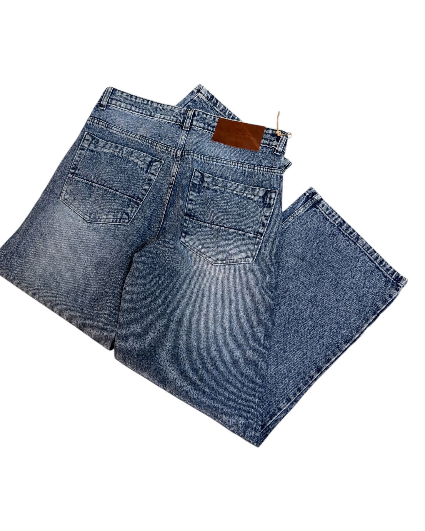 Classic Blue Stone Wash Wide Fit Jeans