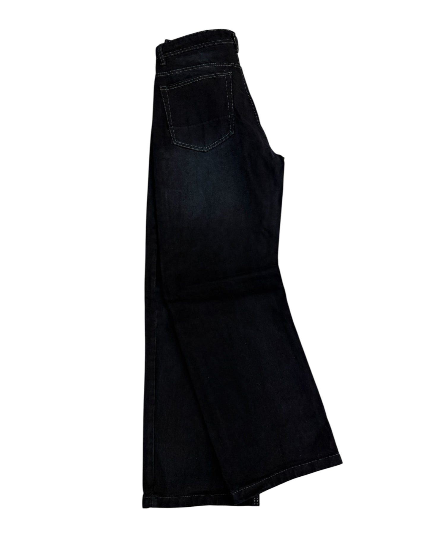 Black Foggy Wash Straight Wide Fit Denim