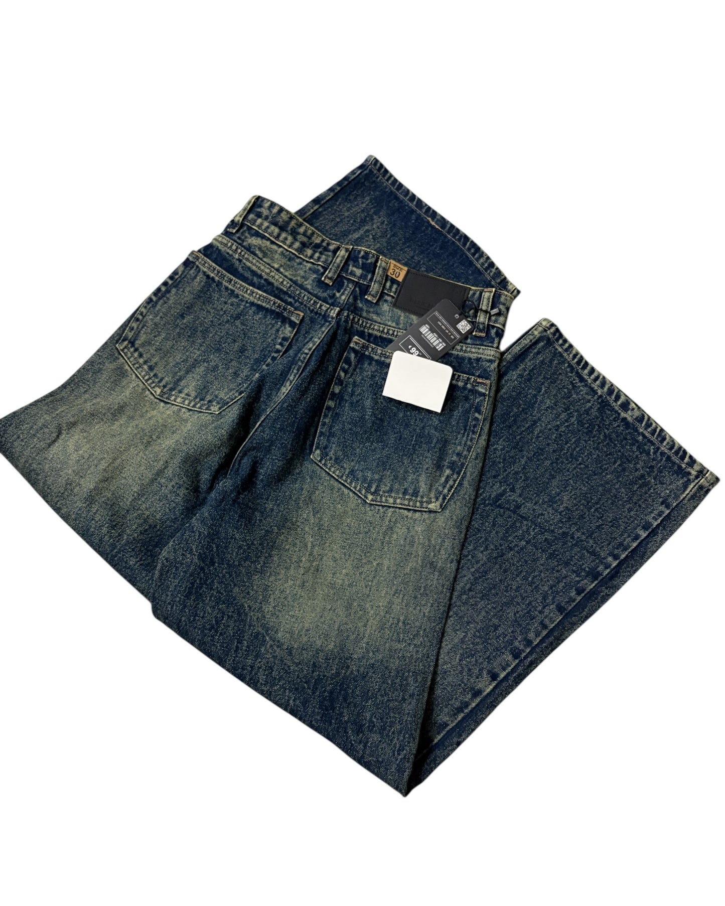 Green Vintage Wash Wide Fit Jeans