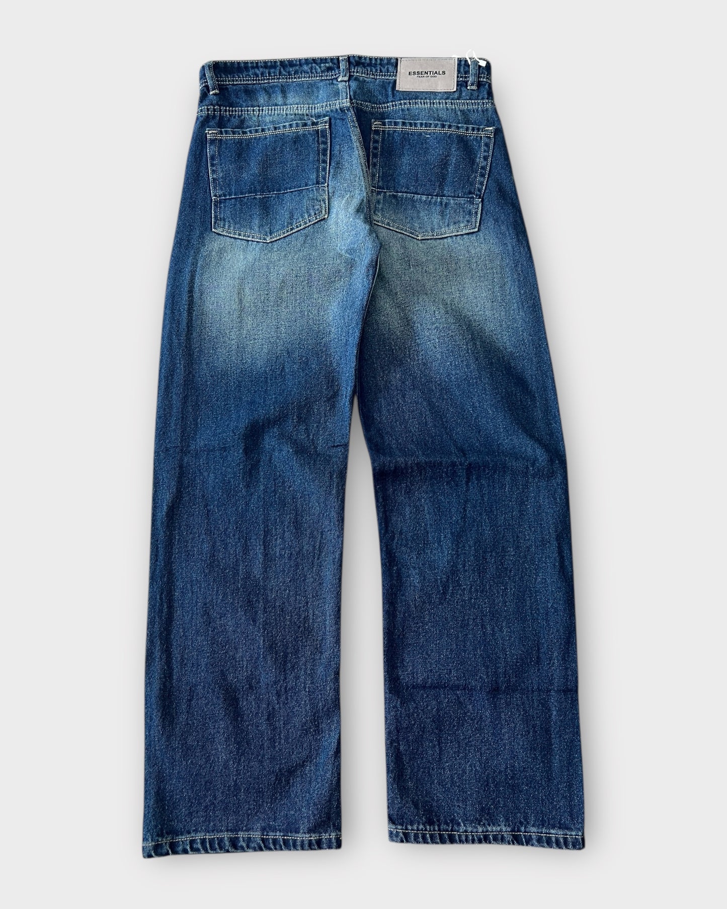 Classic Mid-Blue Fade Relaxed Straight Fit Denim