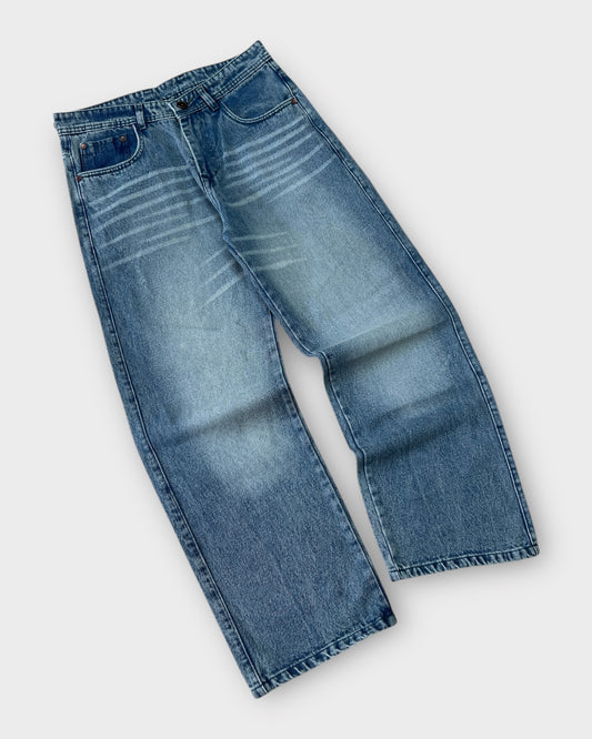 Light Sky Blue Fade Relaxed Straight Fit Denim