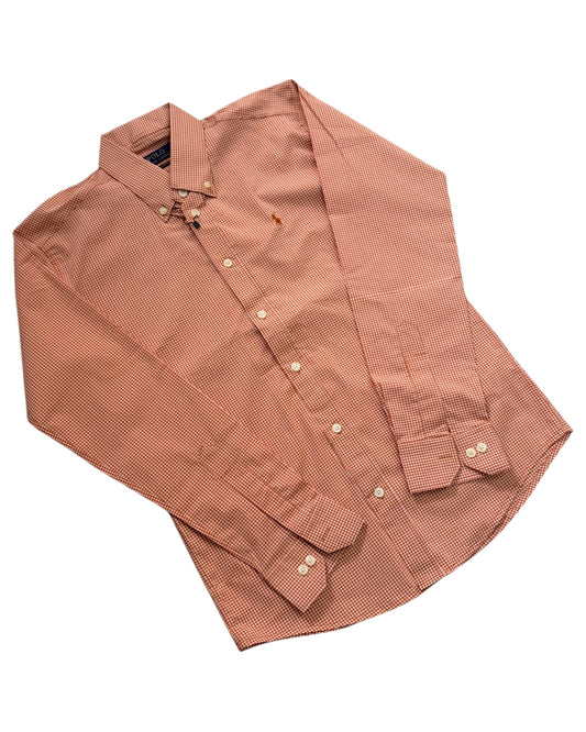 Micro-check Cotton Shirt - Rust Orange