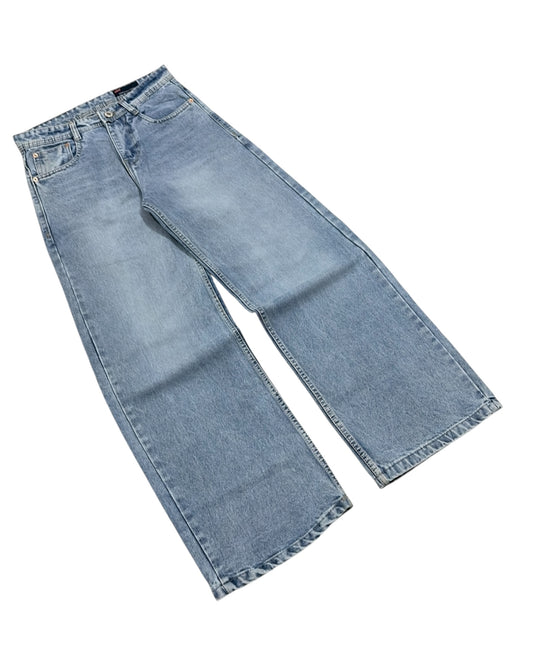 Light Blue Stone Wash Baggy Wide Fit Jeans