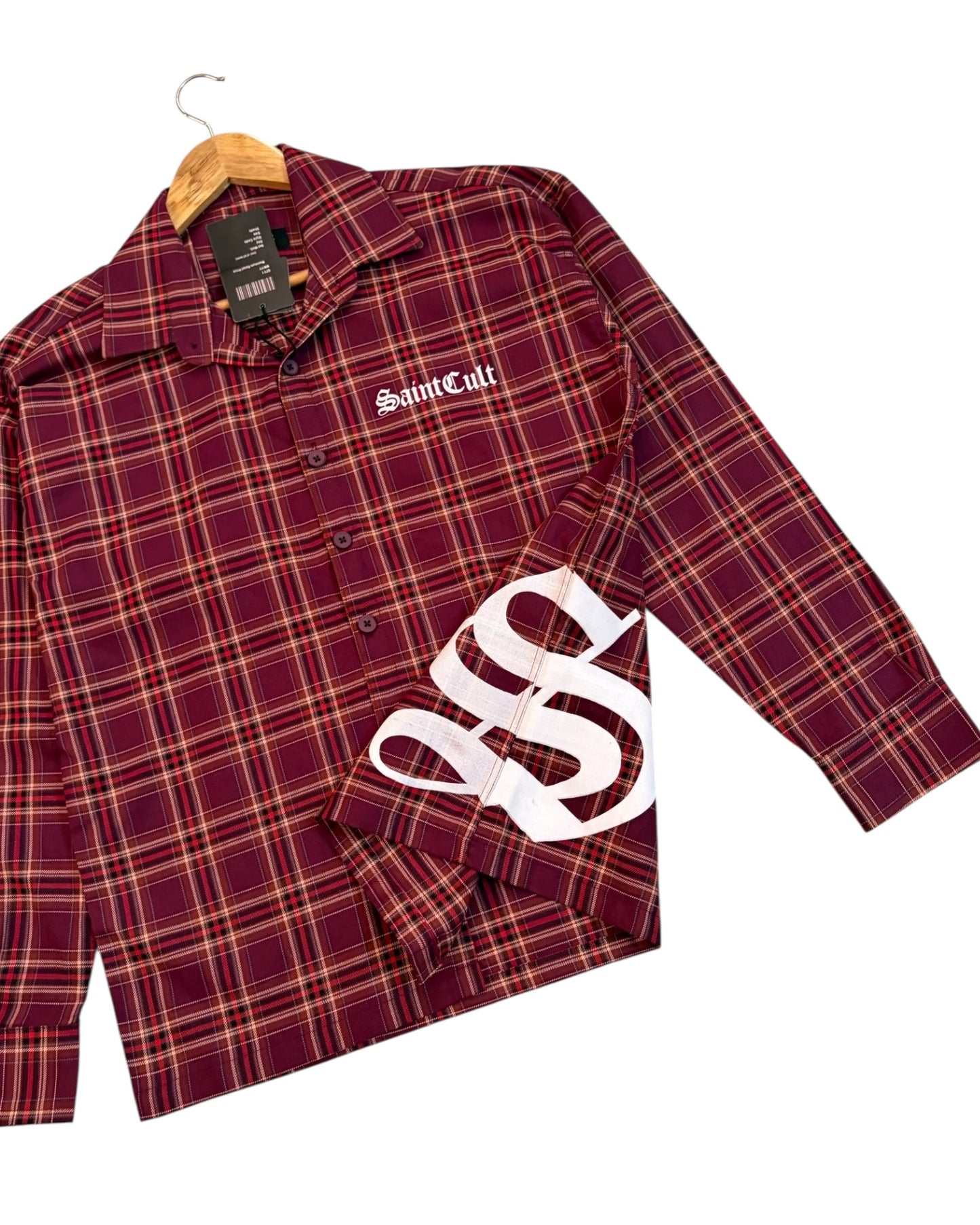 Maroon Saint Cult Boxy Check Shirt