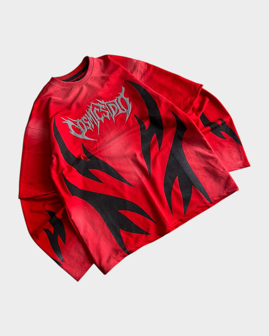 Cosmic Flame Long Sleeve Tshirt - Red
