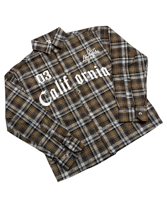 Dusty Check Boxy Shirt - Brown
