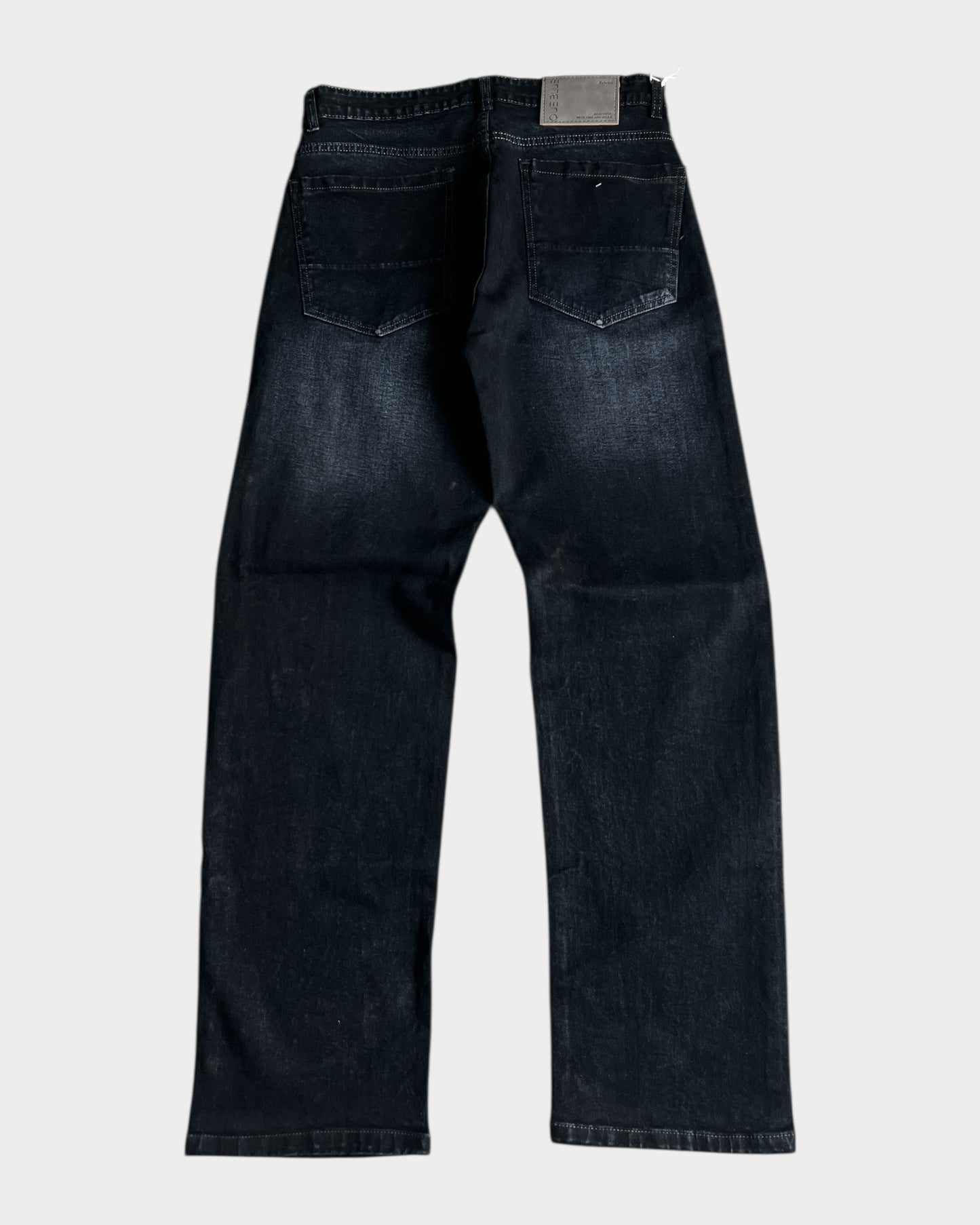 Washed Black Straight Stretch Denim
