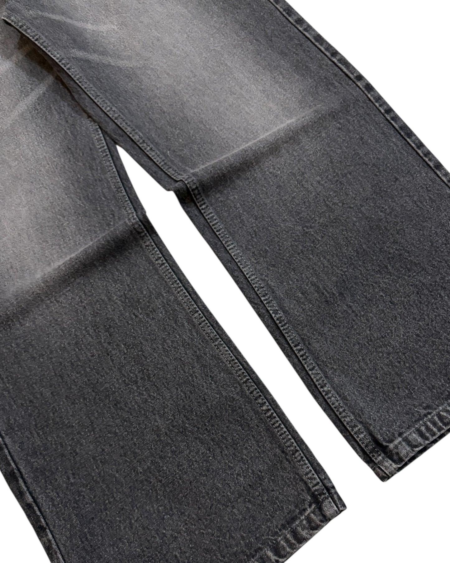 Grey Whisker Wash Wide Fit Jeans