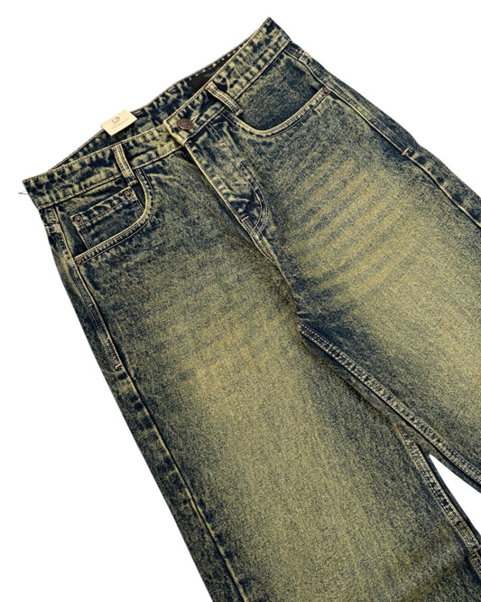 Smokey Vintage Green Straight Wide Fit Jeans