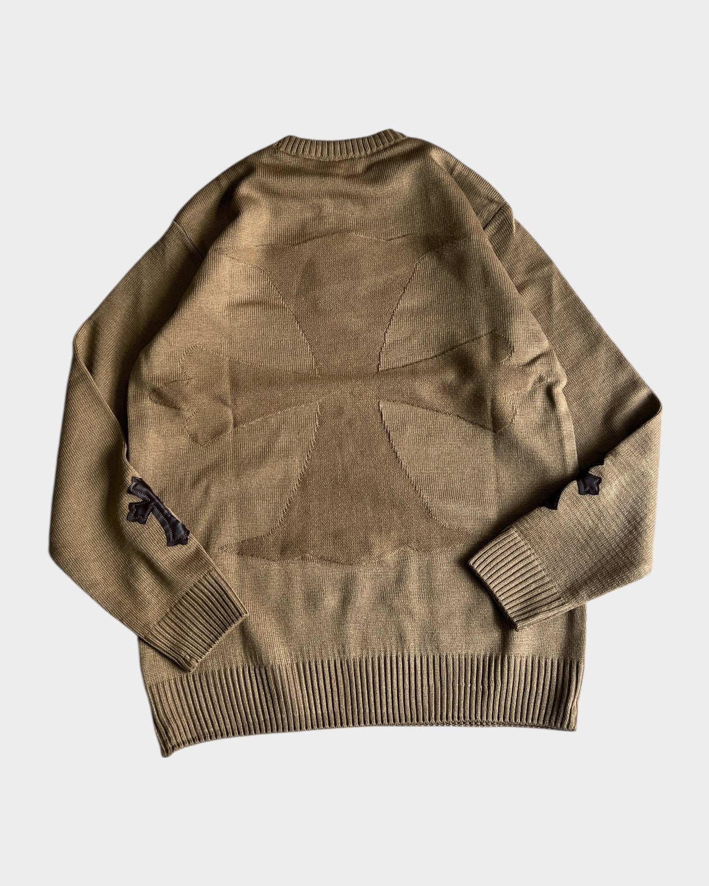 CH Leather Cross Patch Sweater - Light Brown