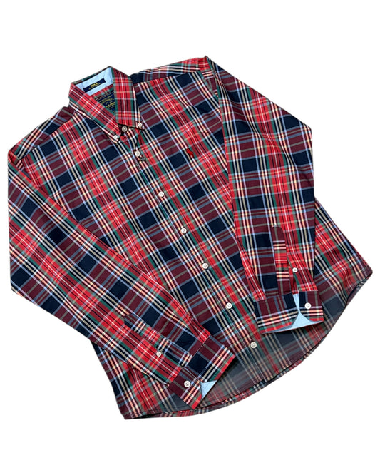 2 Shade Check Cotton Shirt -Red