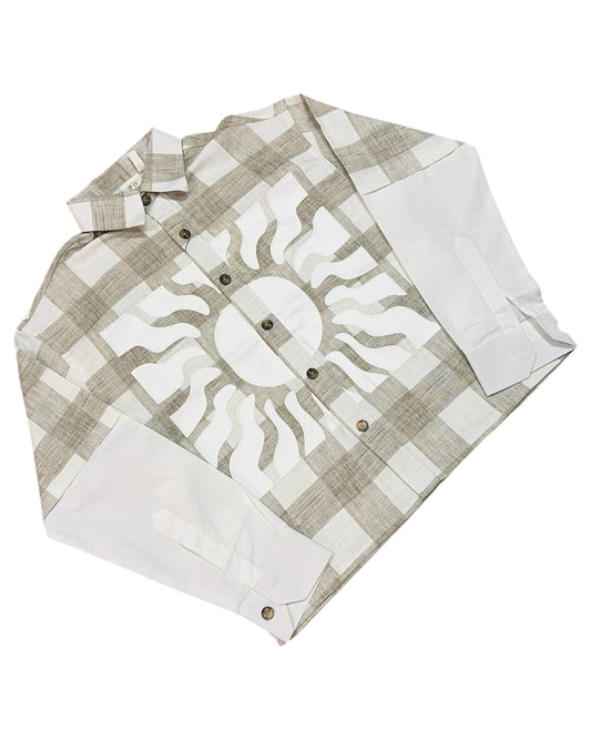 Solar Grid Boxy Fit Shirt - Green