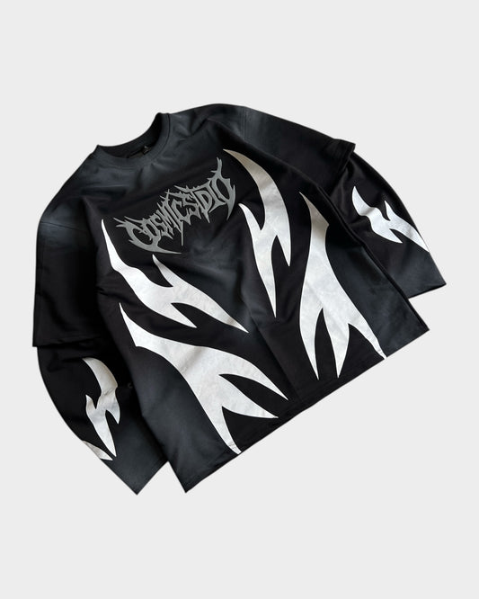 Cosmic Flame Long Sleeve Tshirt - Black