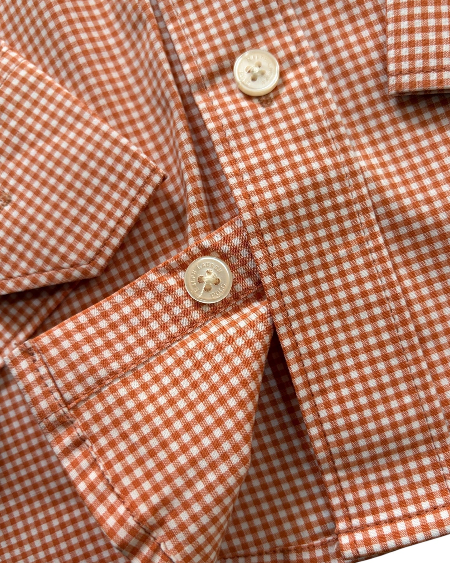 Micro-check Cotton Shirt - Rust Orange