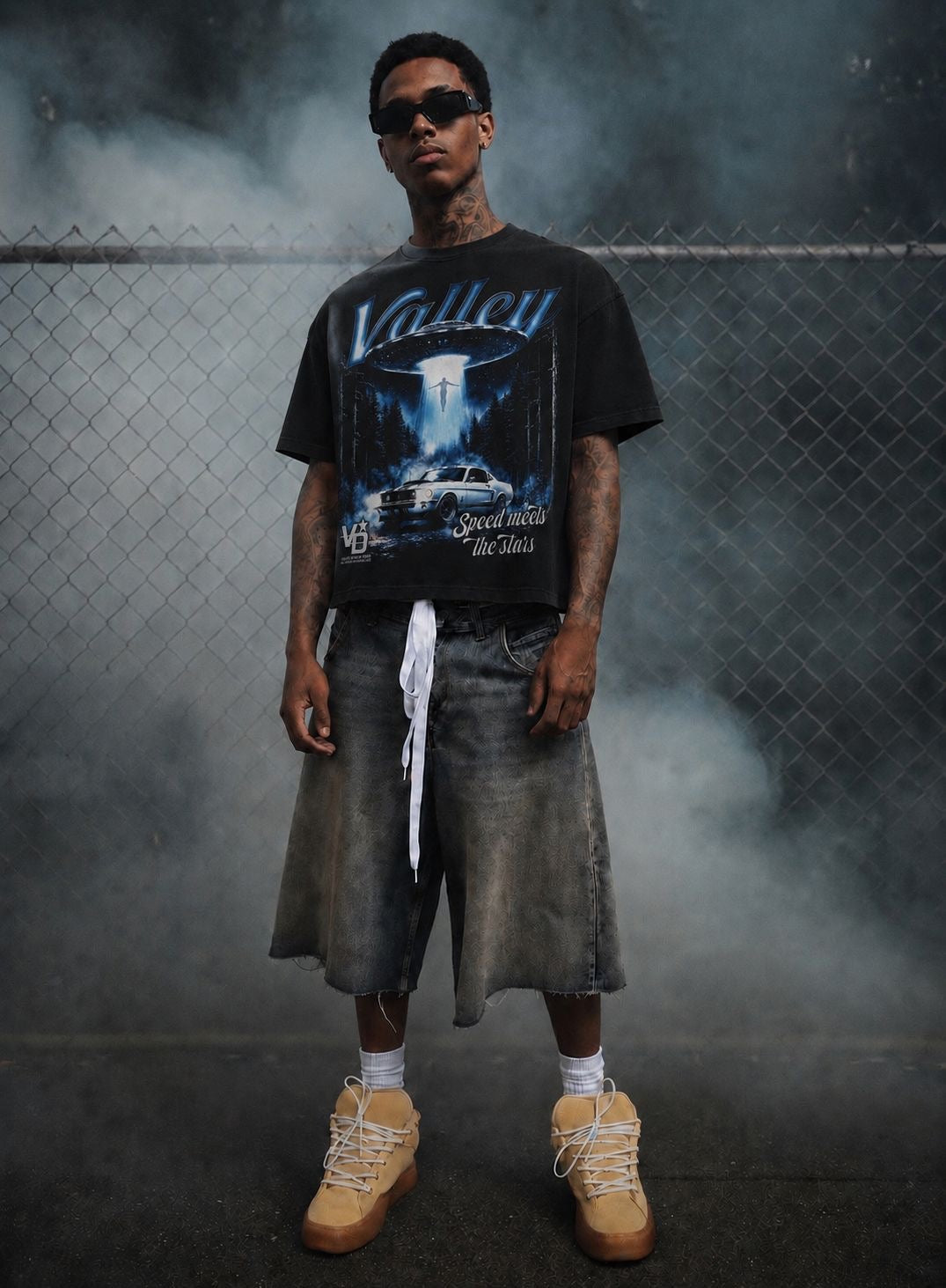 Boxy Fit Half Sleeve T-shirt - Blue Valley