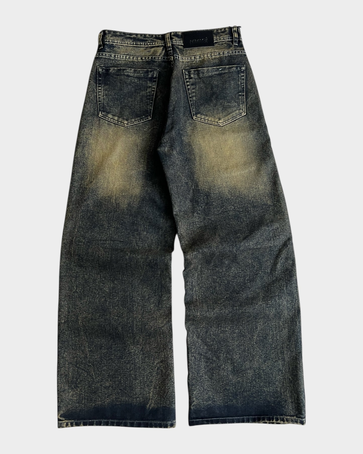 Olive Washed Panel Workwear Baggy Wide Denim