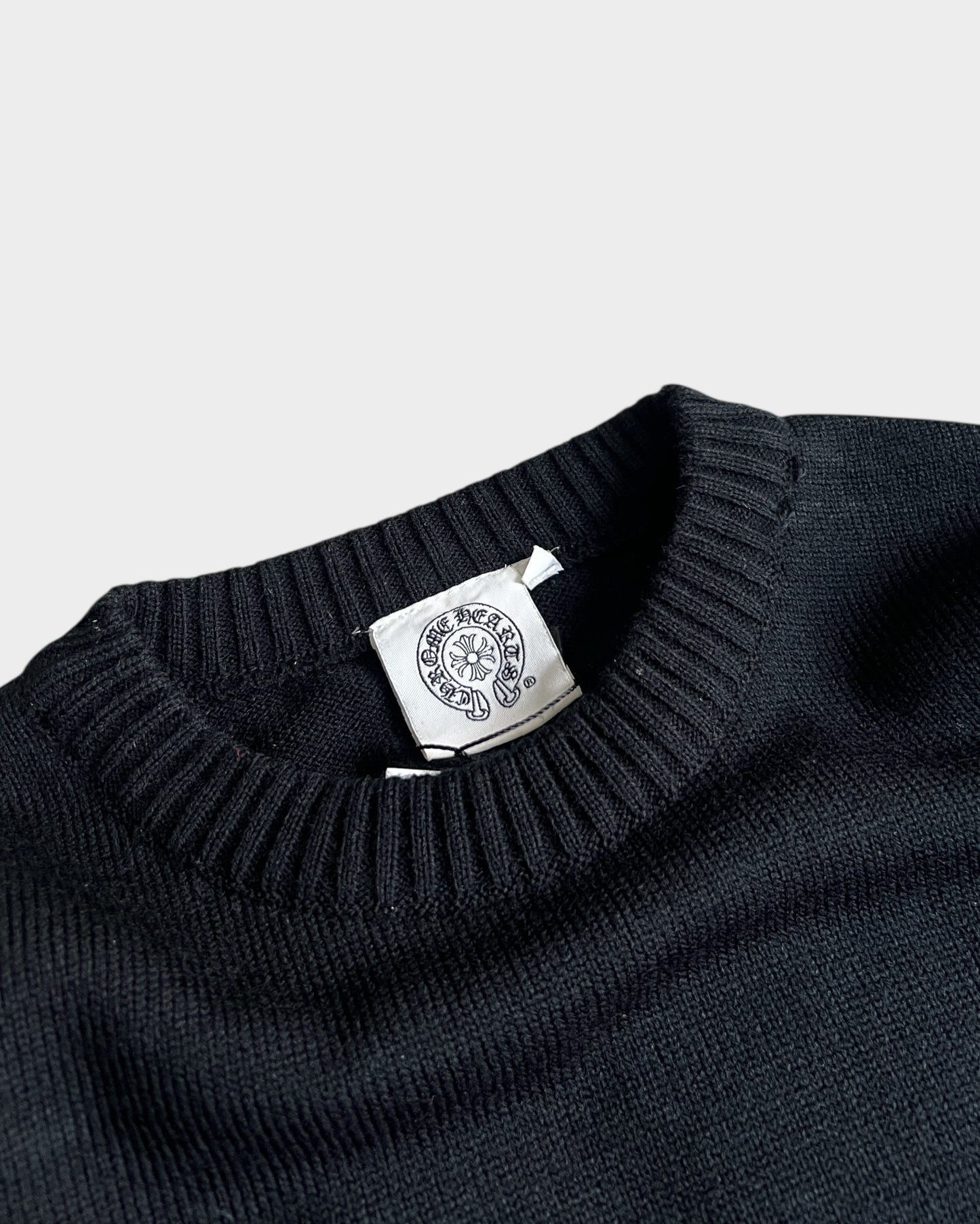 CH Leather Cross Patch Sweater - Black