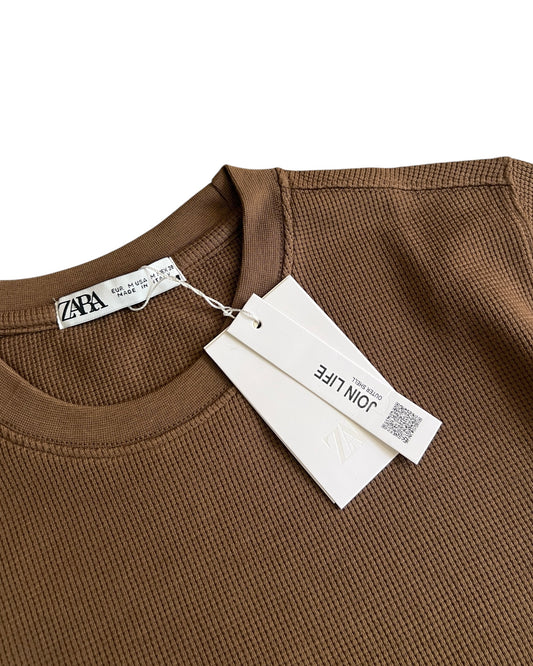 Waffle Knit T-Shirt - Earth Brown