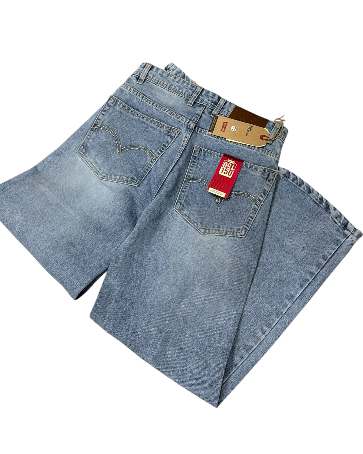 Light Blue Stone Wash Baggy Wide Fit Jeans