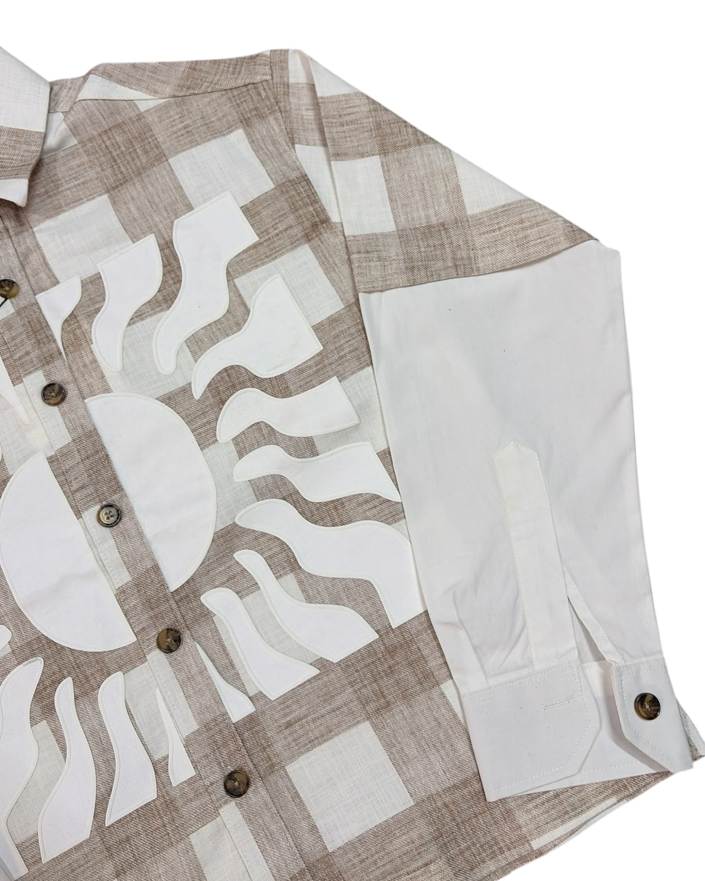 Solar Grid Boxy Fit Shirt - Brown