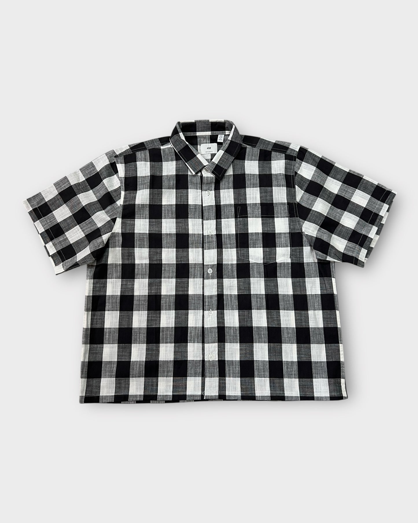 Monochrome Grid Boxy Shirt