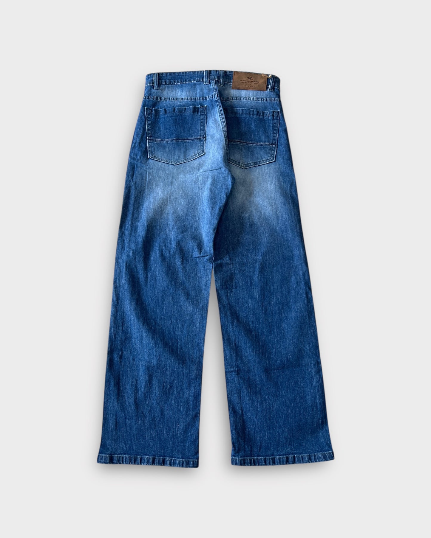 Ice Blue Whisker-Fade Relaxed Straight Fit Denim