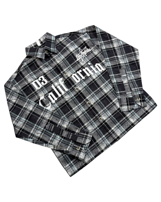 Dusty Check Boxy Shirt - Grey
