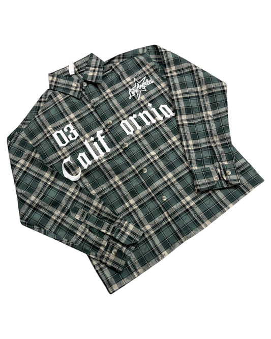 Dusty Check Boxy Shirt - Green