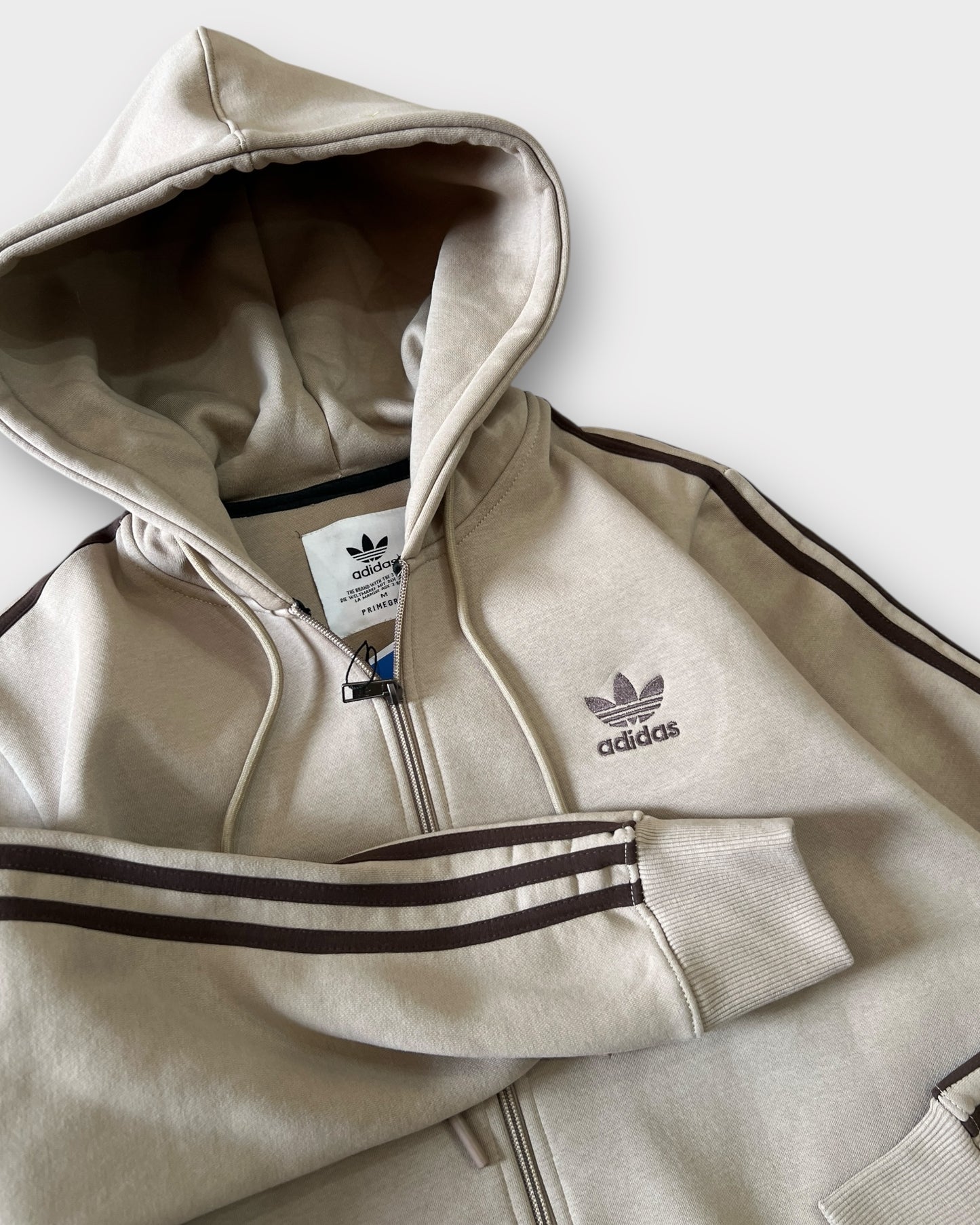 Iconic 3 Stripes Hooded Zipper - Beige