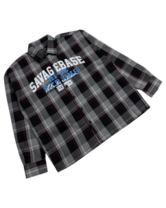 Black Savage Base Boxy Check Shirt