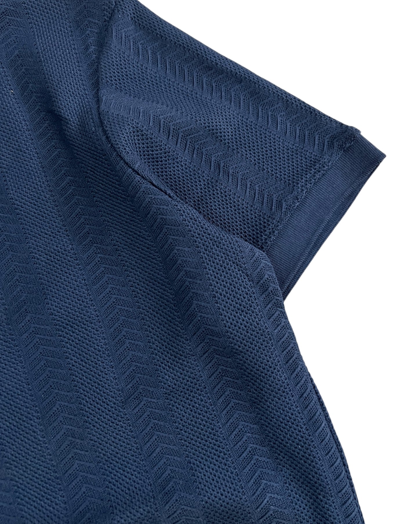Knitted Cotton T-shirt - Blue