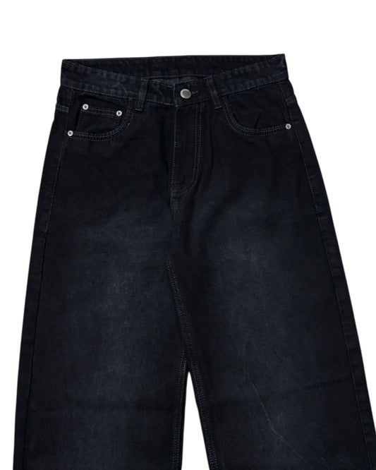 Nior Black Wide Fit Jeans
