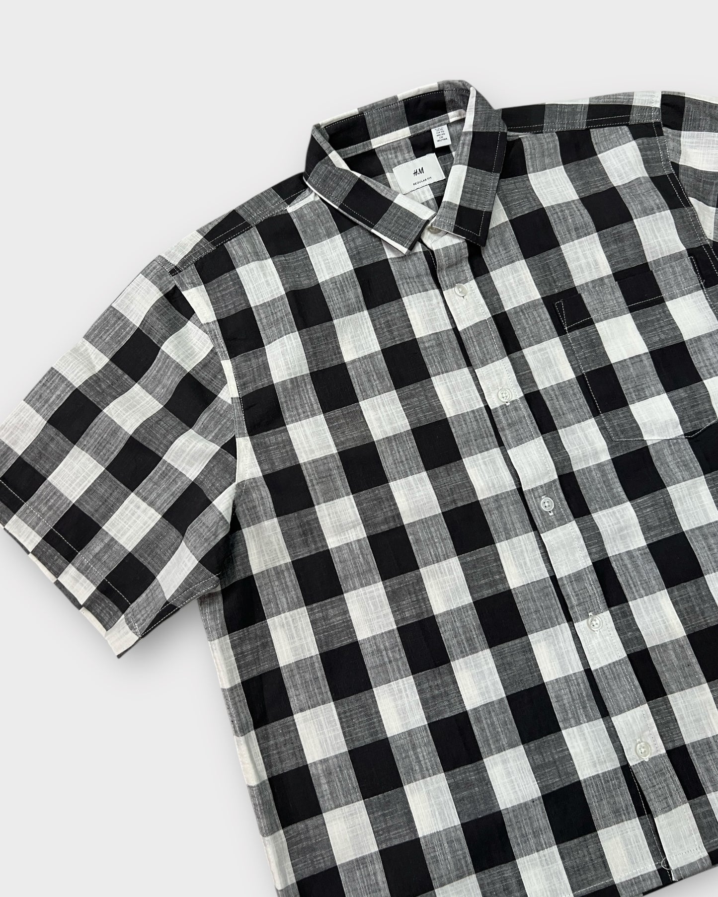 Monochrome Grid Boxy Shirt
