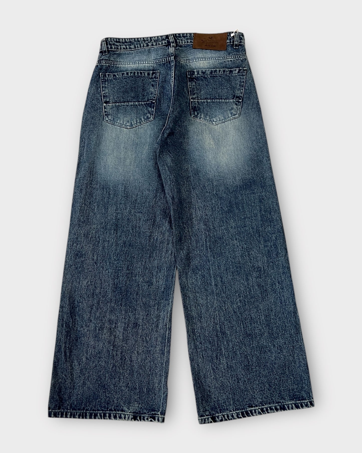 Distressed Indigo Wide Leg Baggy Jeans
