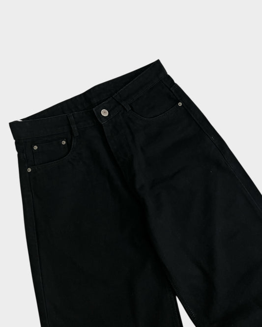 Solid Black Baggy Wide Leg Denim