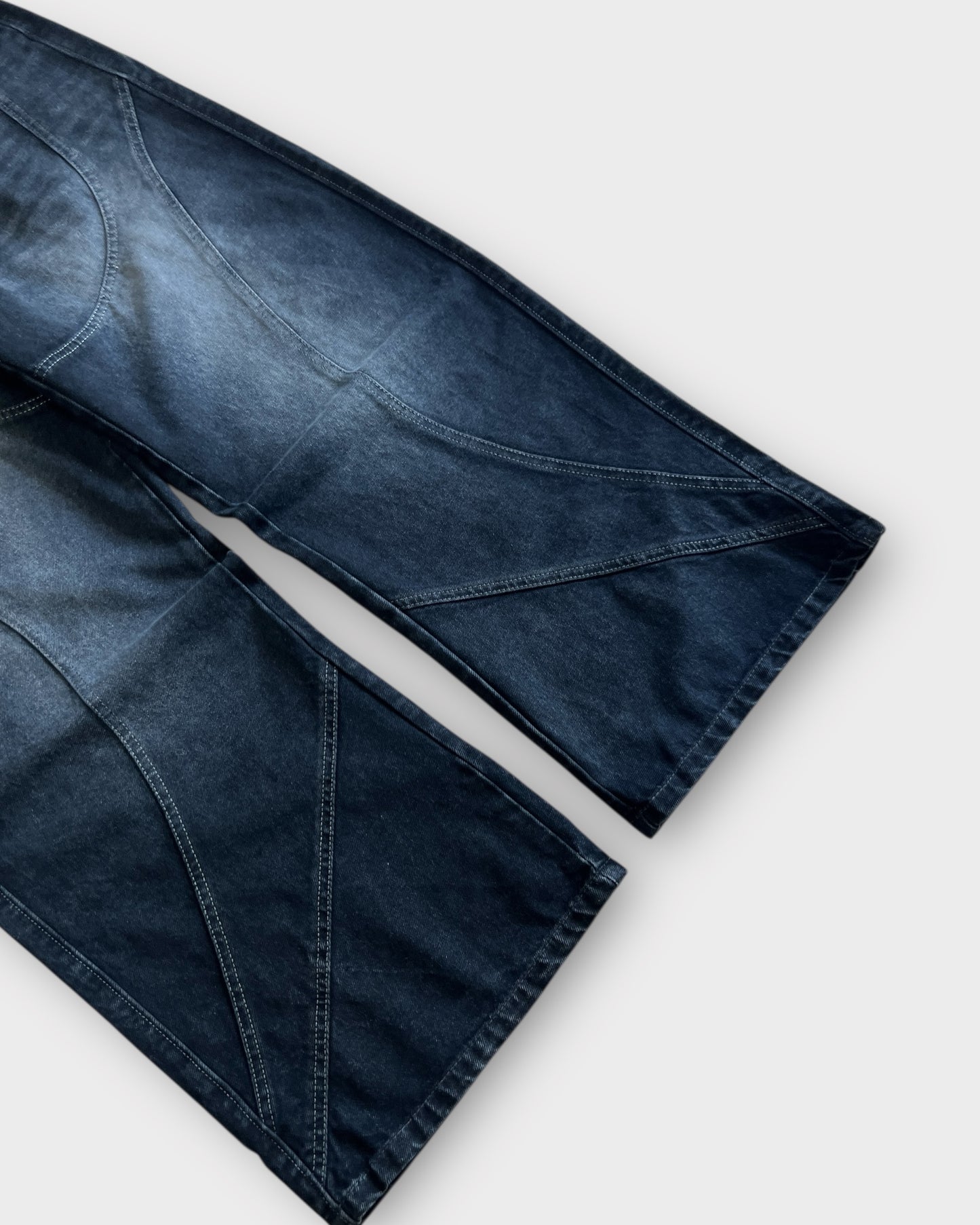Shadow Panelled Dark Wash Baggy Wide Leg Jeans