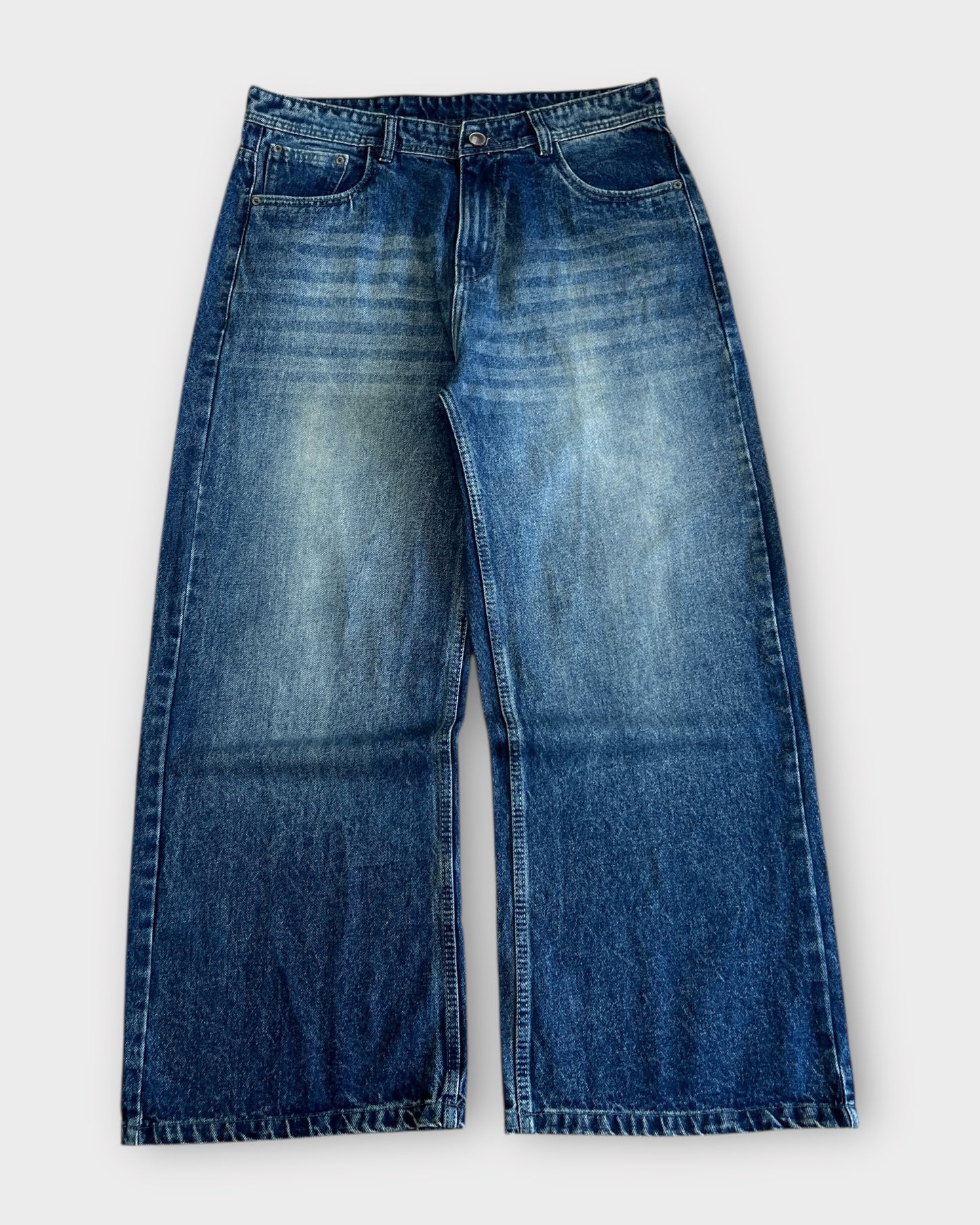 Urban Blue Vintage Wash Baggy Wide Leg Jeans