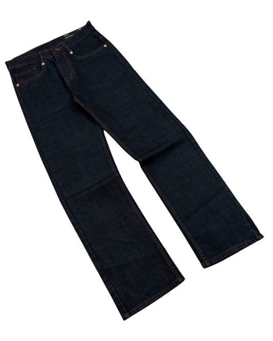Raw Wash Straight Fit Jeans - Blackish Blue
