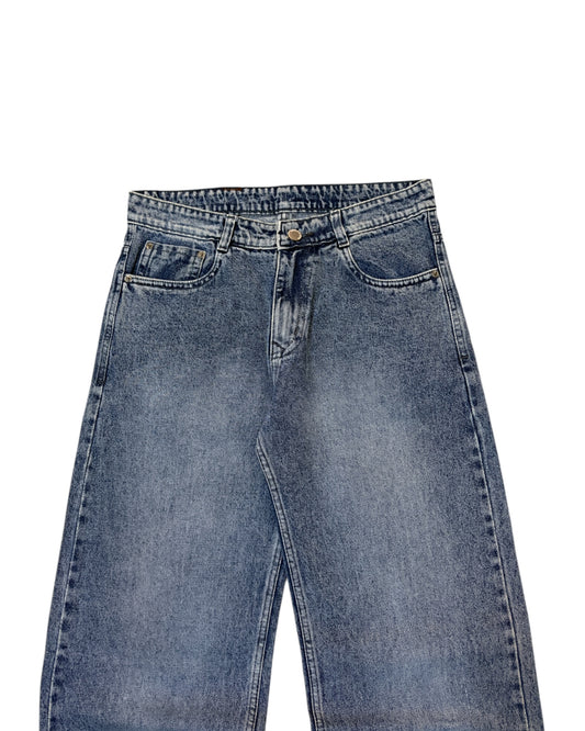 Classic Blue Stone Wash Wide Fit Jeans
