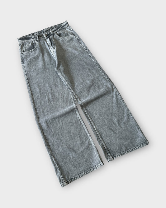 Ash Grey Baggy Wide Leg Jeans