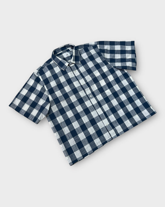 Blue Grid Boxy Shirt
