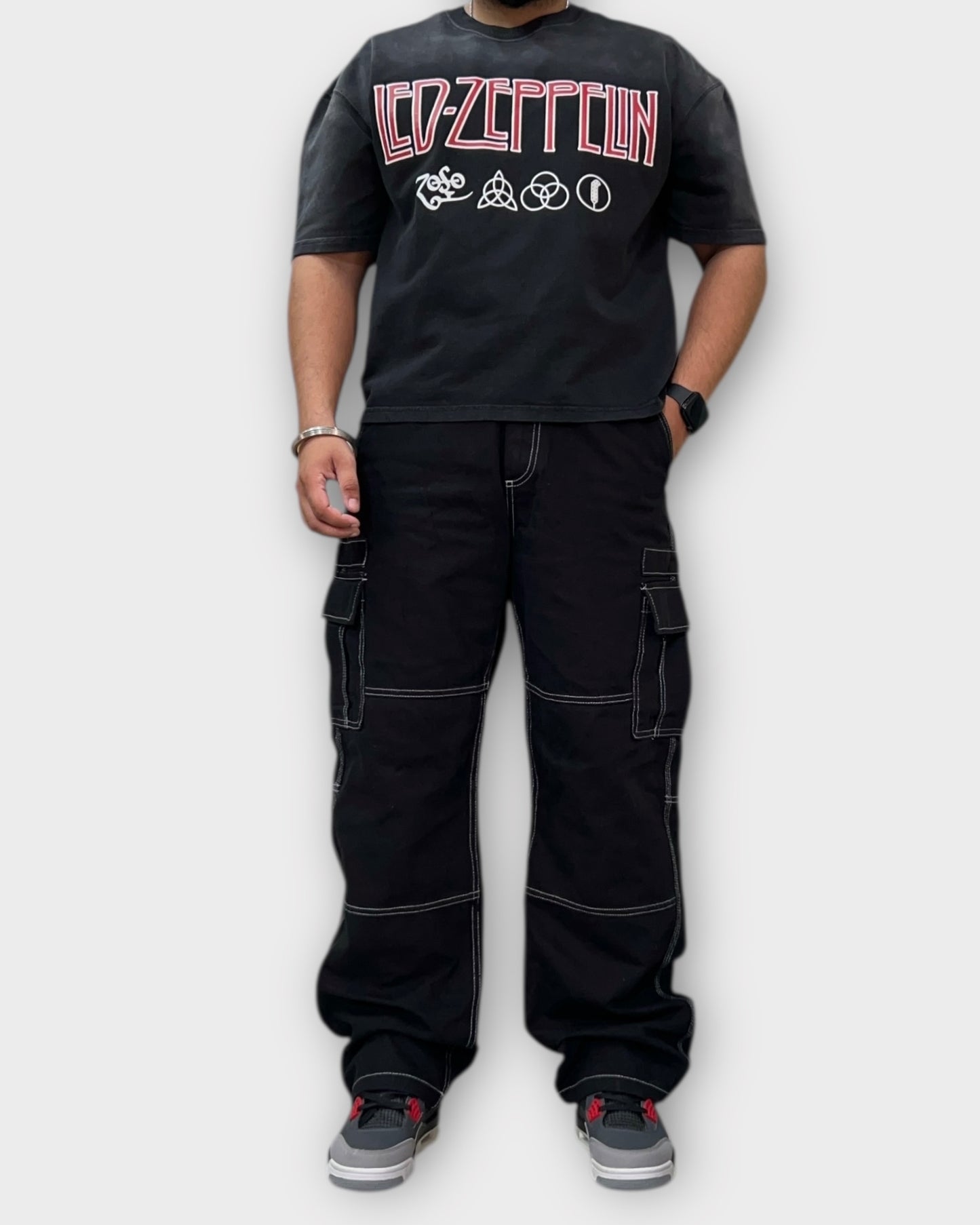 Black Utility Loose Fit Cargo