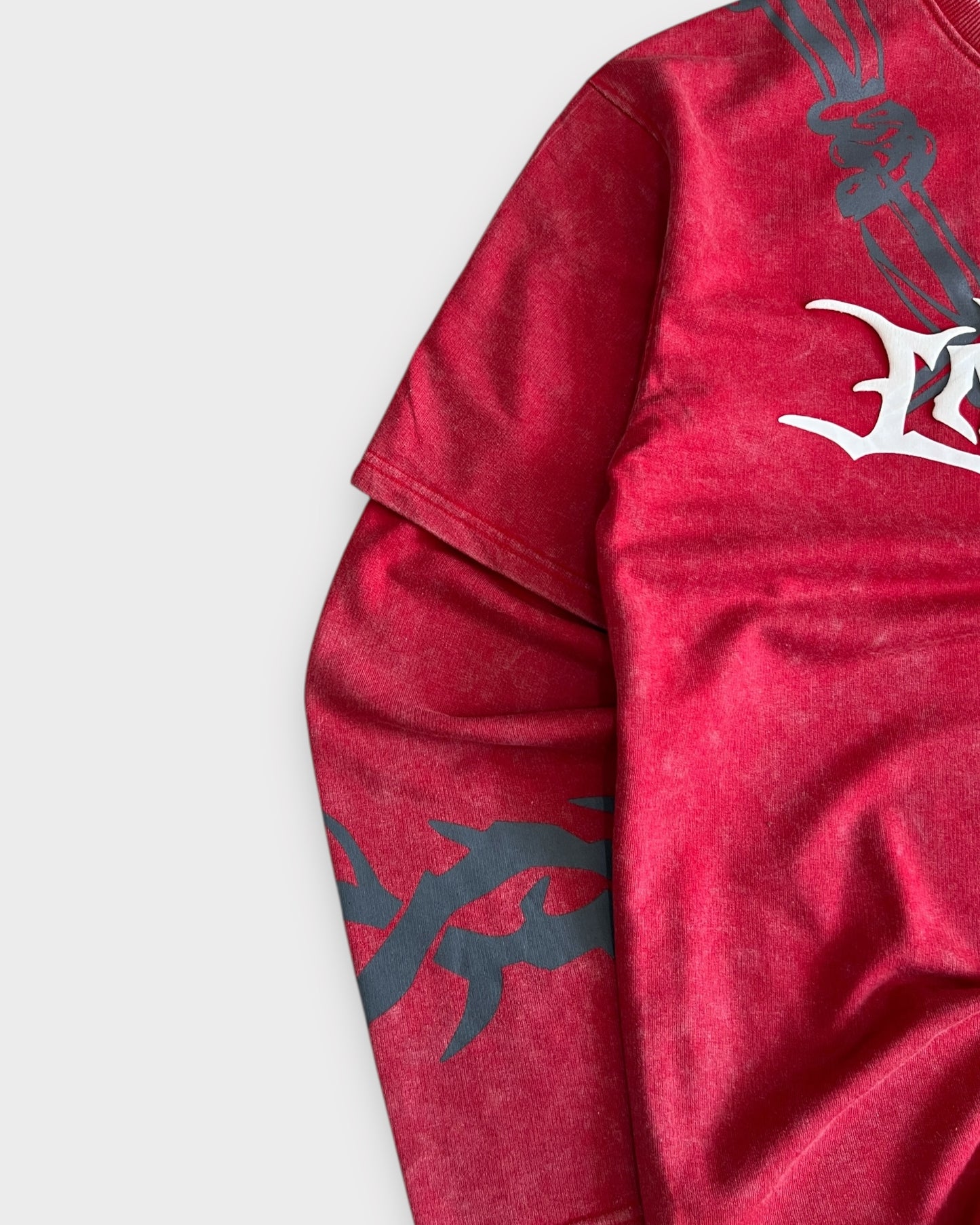 Barbed Wire Doctor Sleeve Tshirt - Crimson Red