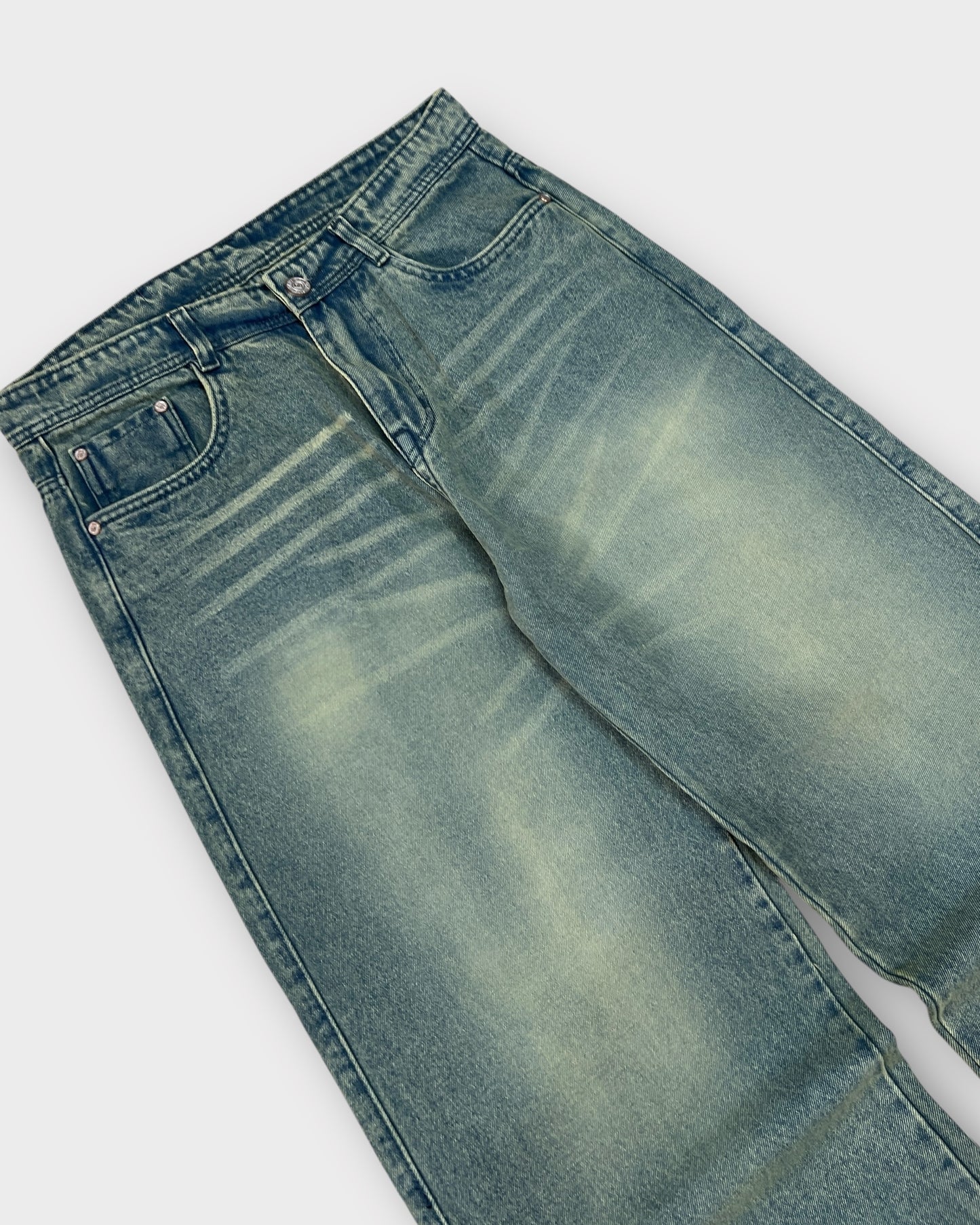 Green Tint Vintage Wide Leg Denim