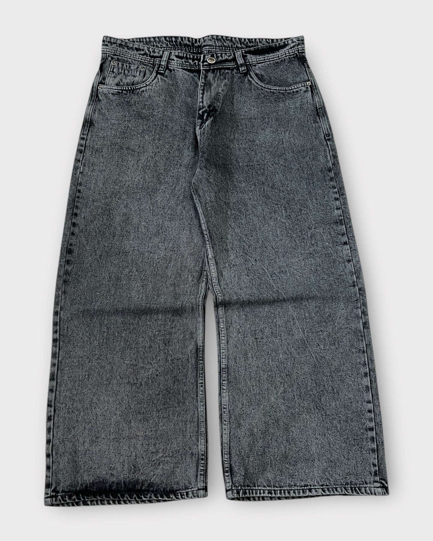Light Charcoal Grey Wide Leg Baggy Jeans