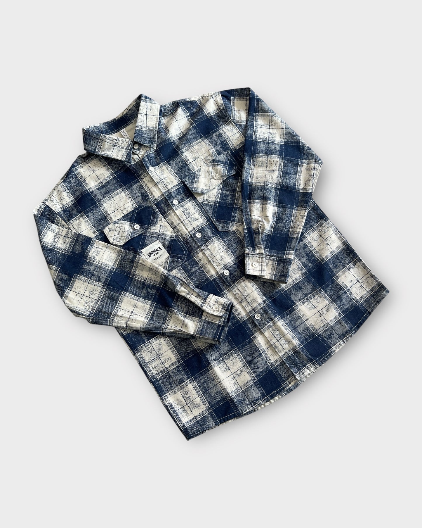 Grunge Check Shacket - Blue