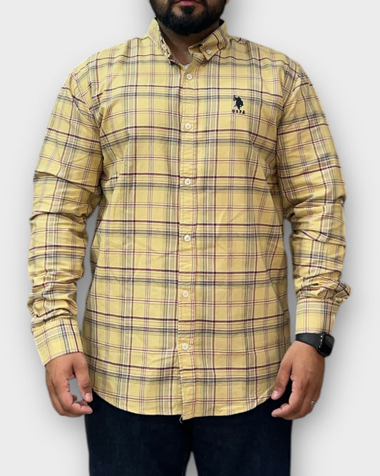 Classic Ash Yellow Check Shirt Regular Fit