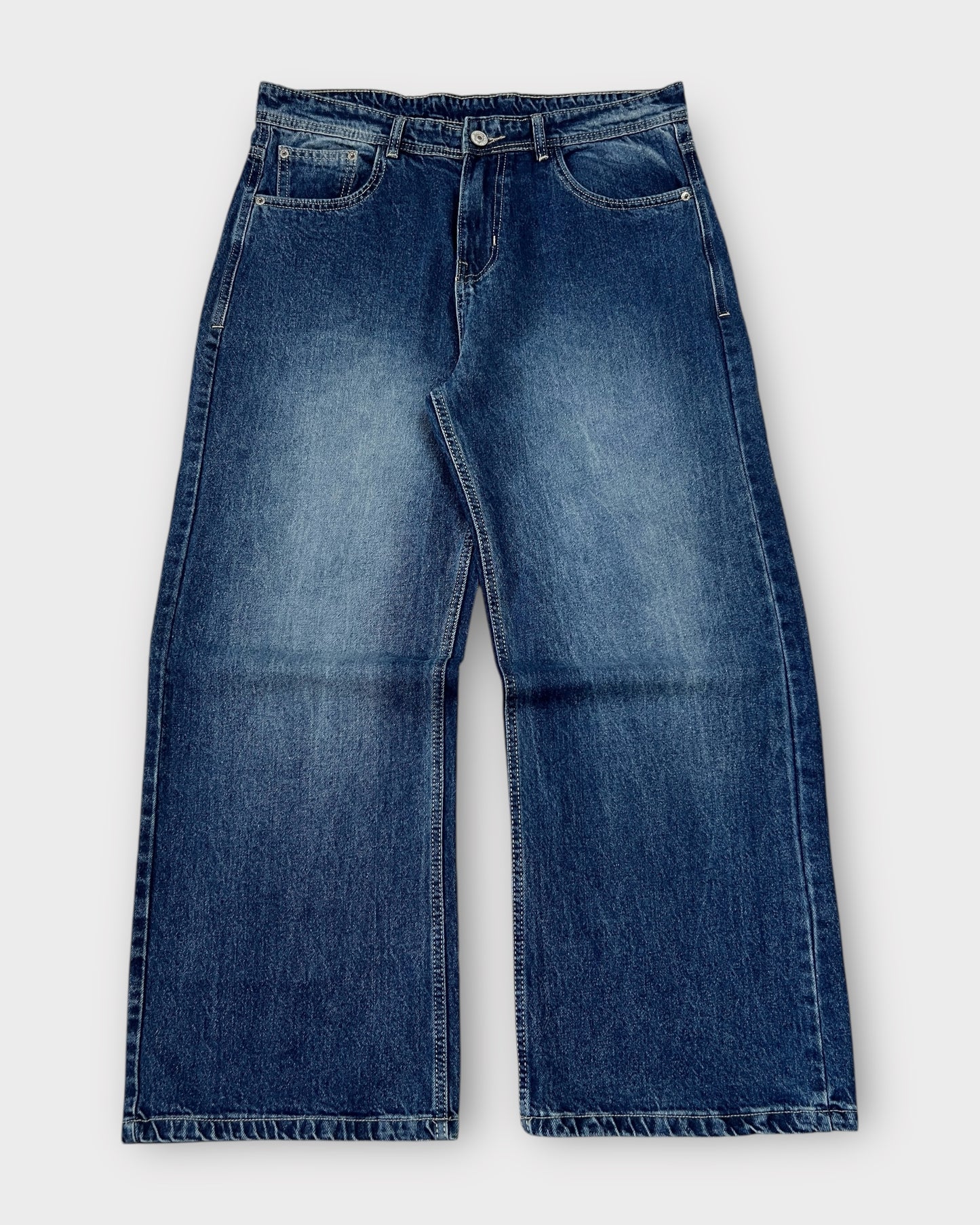 Classic Blue Wash Wide Leg Denim