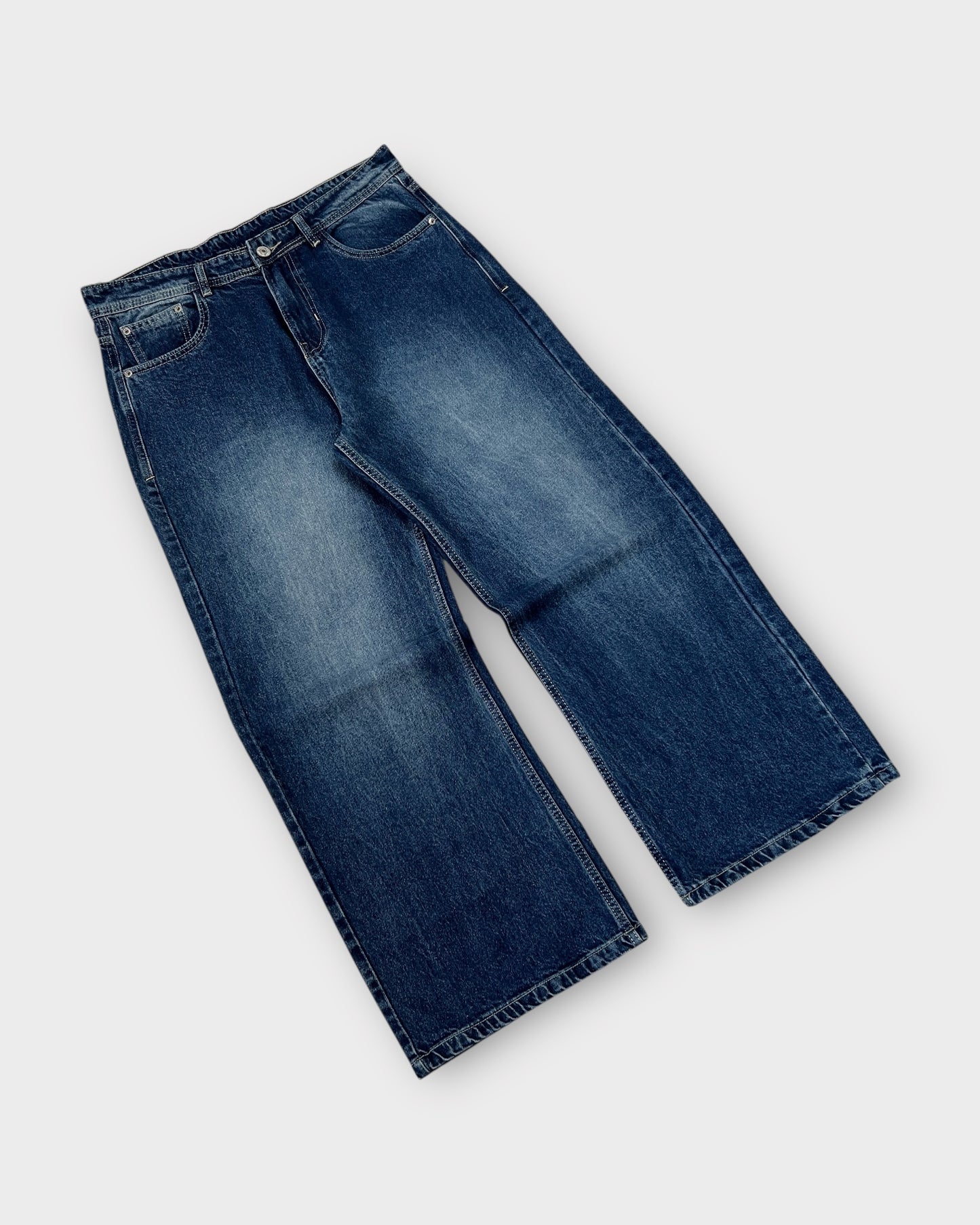 Classic Blue Wash Wide Leg Denim
